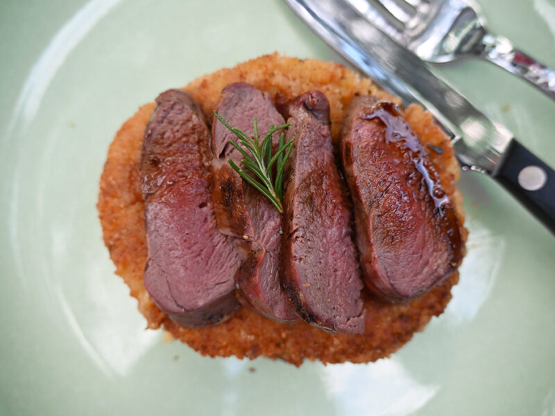 Grilled Elk Tenderloin with Butternut Risotto Cake