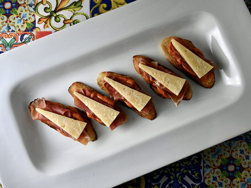 Jamón Serrano and Manchego Bruschetta