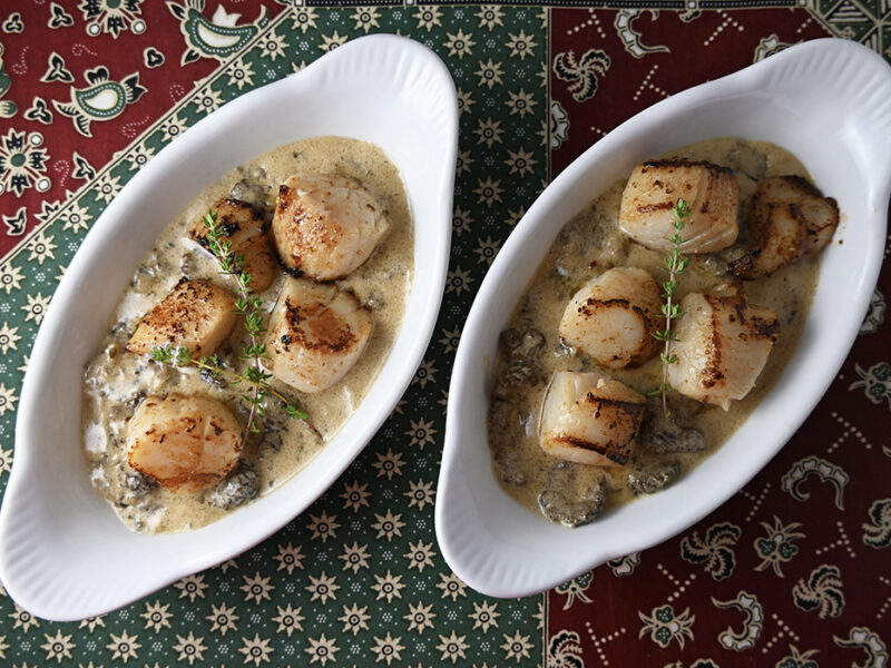 Scallops with Creamy Morels