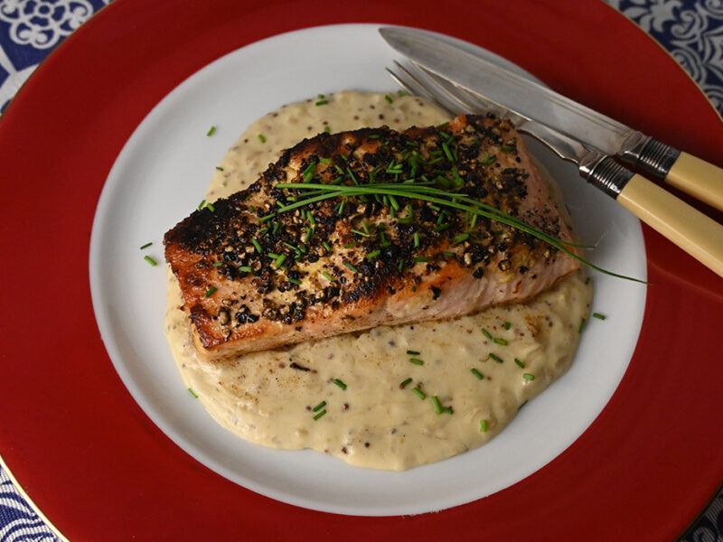 Peppercorn Salmon with Scotch Whisky Cream